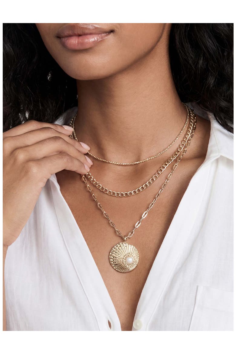 Eye Faux Pearl Layered Necklace, Alternate, color, GOLD