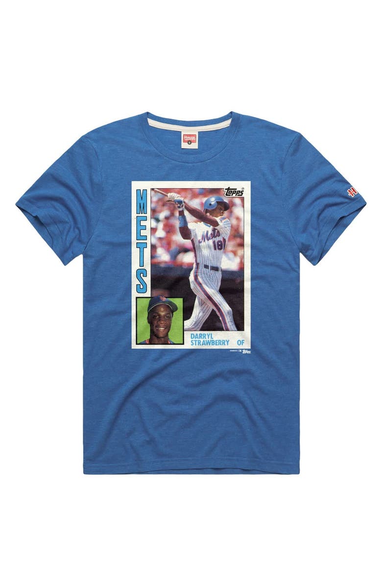 Homage Men's Homage Darryl Strawberry Royal New York Mets Topps Baseball Card Tri-Blend T-Shirt, Main, color, Royal