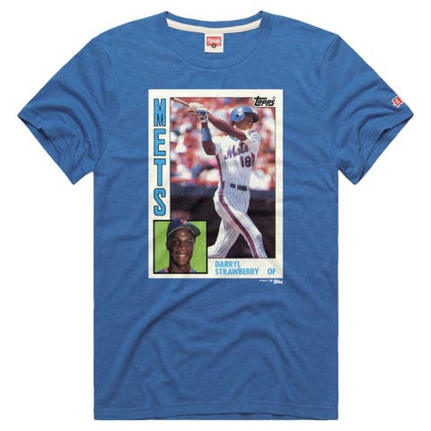 Men's Homage Darryl Strawberry Royal New York Mets Topps Baseball Card Tri-Blend T-Shirt