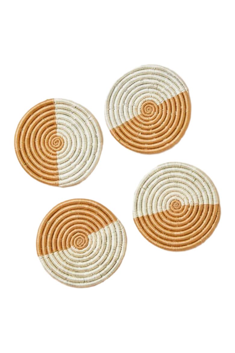 Akeza Coasters in White - Set of 4, Alternate, color, White and Natural