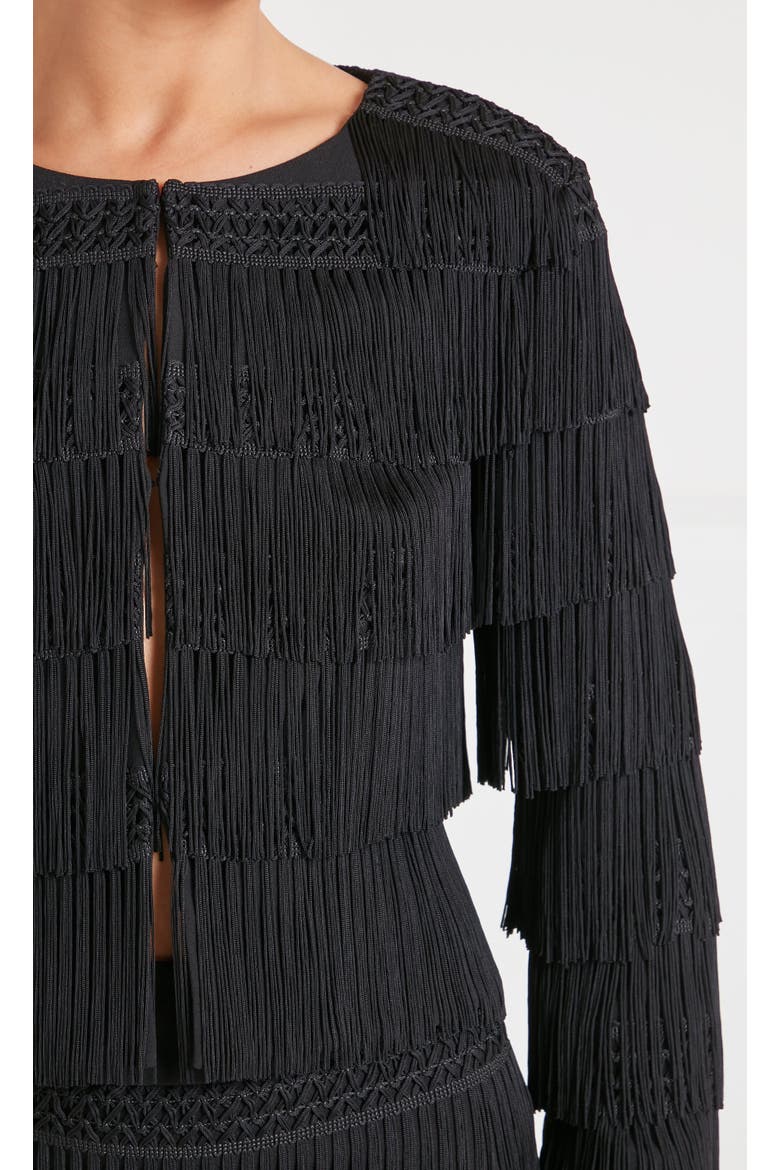Fringe Cropped Jacket, Alternate, color, Black