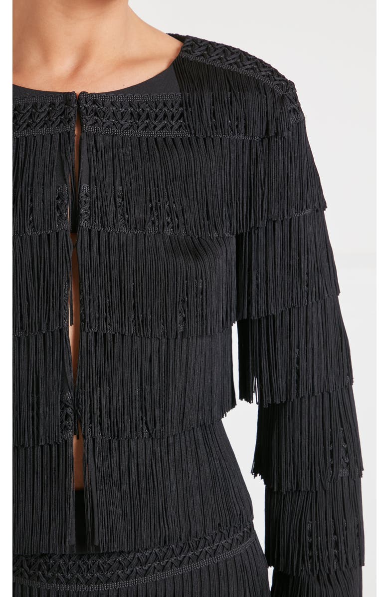 Temperley London Fringe Cropped Jacket, Alternate, color, Black