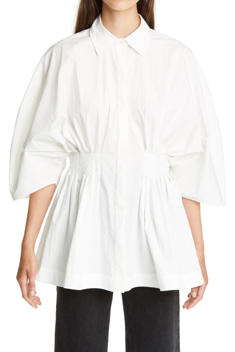 Pleated Waist Shirt, Main, color, WHITE