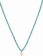 Argento Vivo Sterling Silver Turquoise Bead Puffy Cross Pendant Necklace