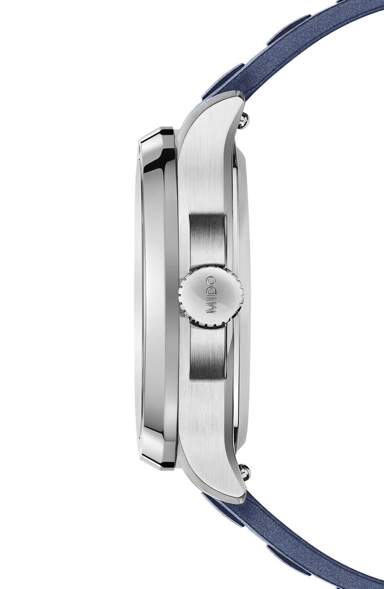 MIDO Multifort Square Automatic Rubber Strap Watch, 40mm, Alternate, color, Blue