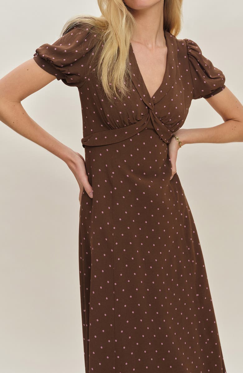 Reformation x Devon Lee Carlson Michelle Puff Sleeve Midi Dress, Alternate, color,