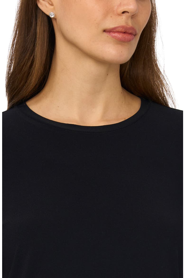 Pleated Hem Stretch Jersey Top, Alternate, color, RICH BLACK/ IVORY