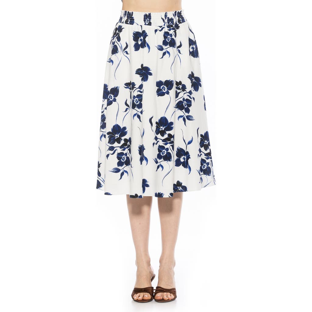 Alexia Admor Kliene Floral Smocked A-line Skirt In Ivory Floral