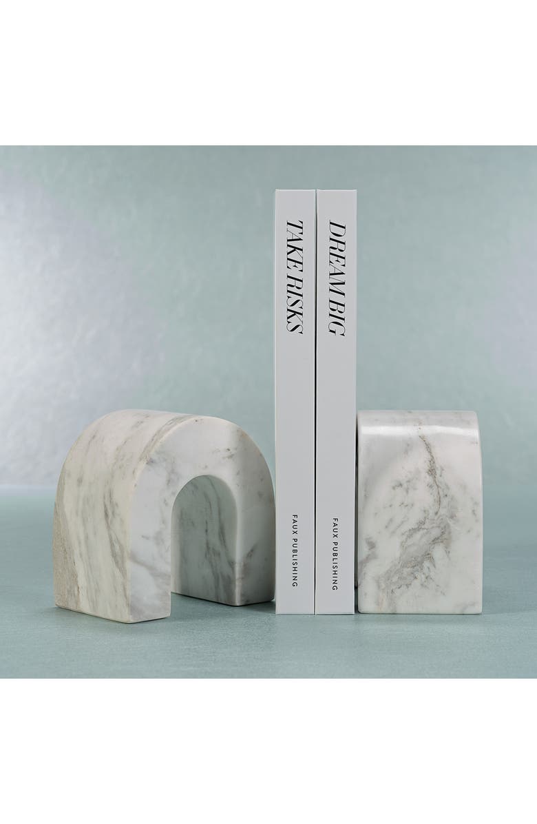 Zodax Martil Set of 2 Marble Bookends, Alternate, color, White
