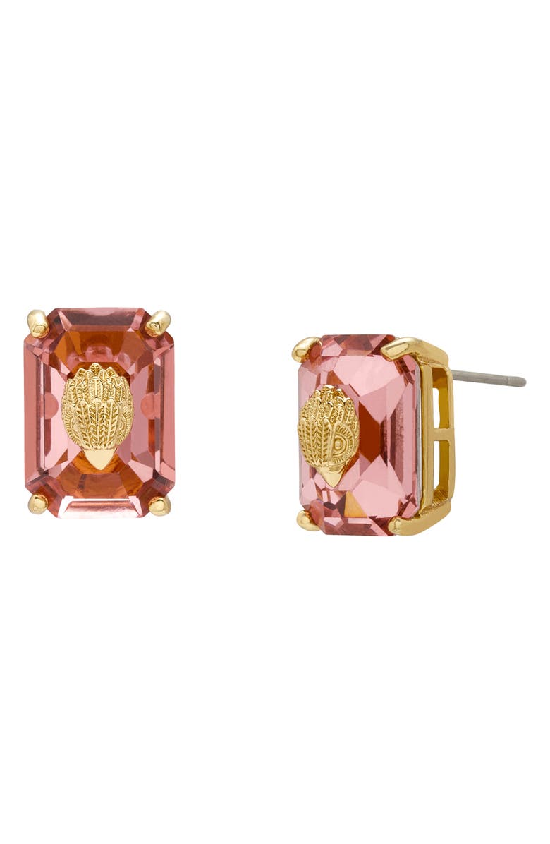 Kurt Geiger London Crystal Emerald Stud Earrings, Main, color, Rose