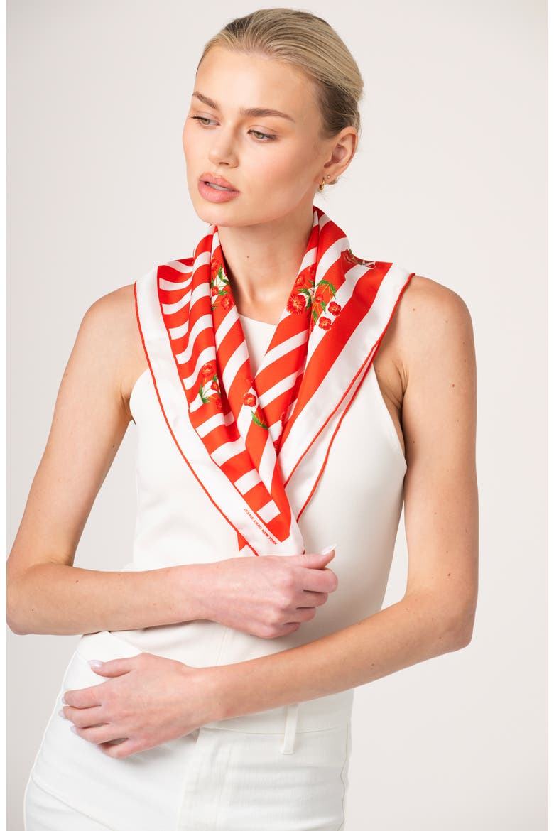 Passion Garden Double Sided Silk Scarf, Alternate, color, Red