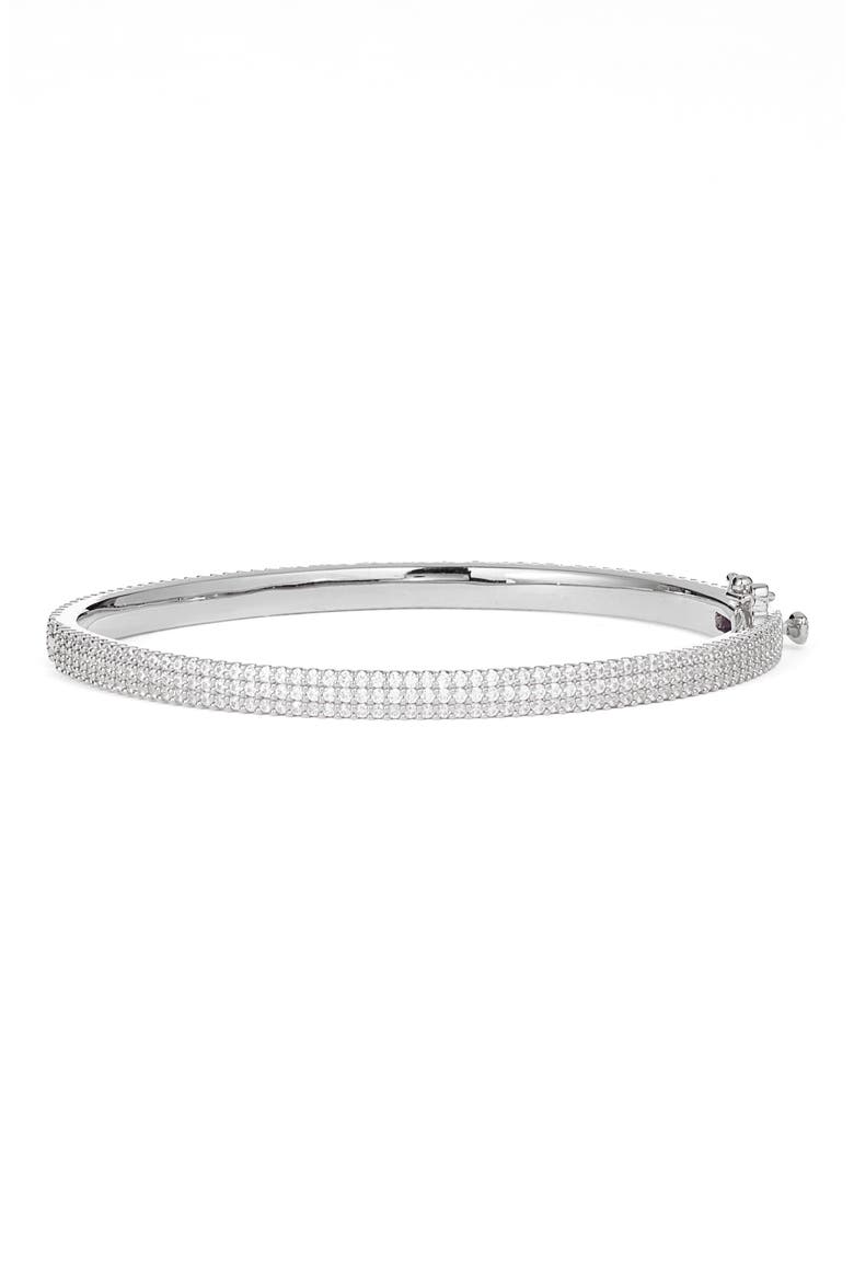 Pavé Cubic Zirconia Bangle, Main, color, CLEAR- SILVER