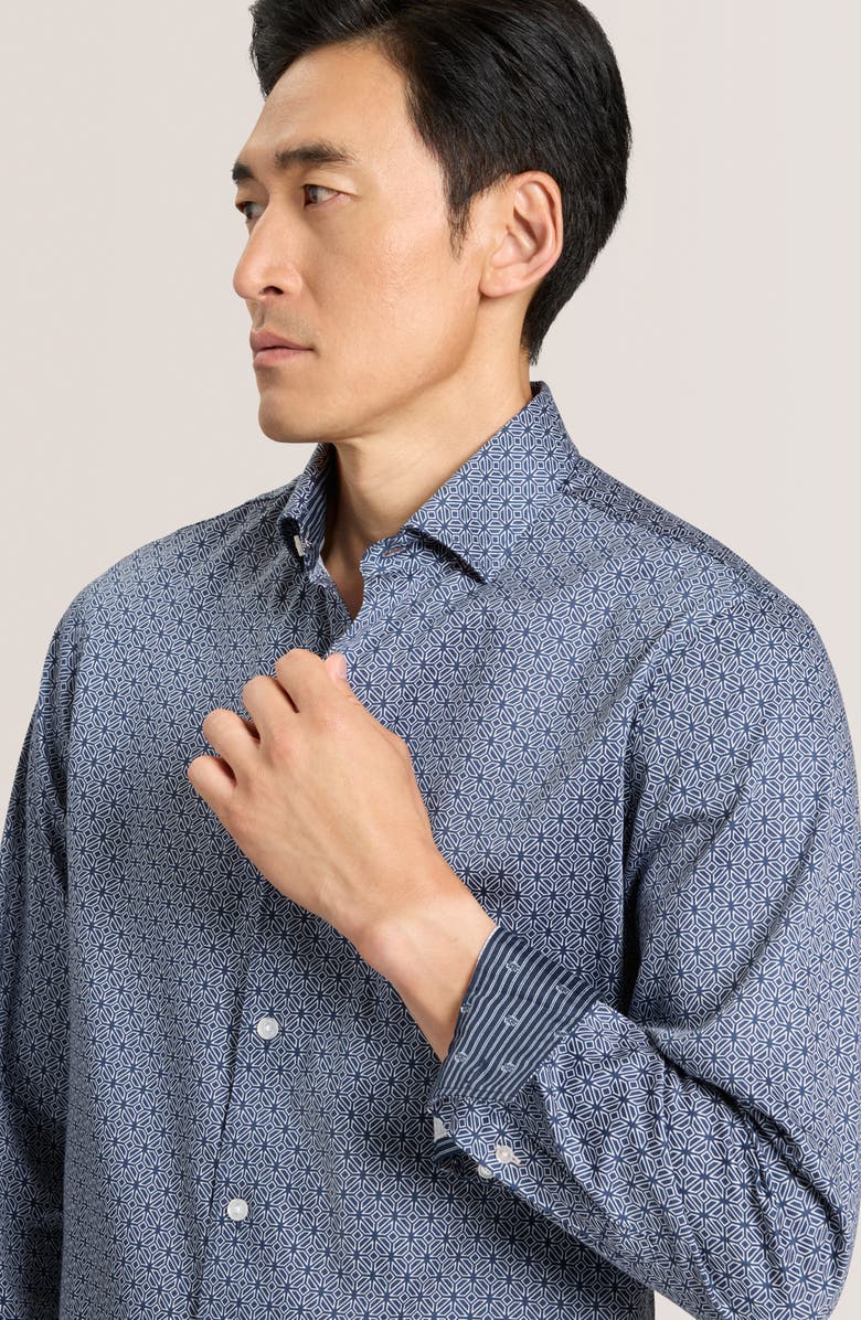 Ted Baker Soren Clarot Print Long Sleeve Button-Up Shirt, Alternate, color, Dark Denim