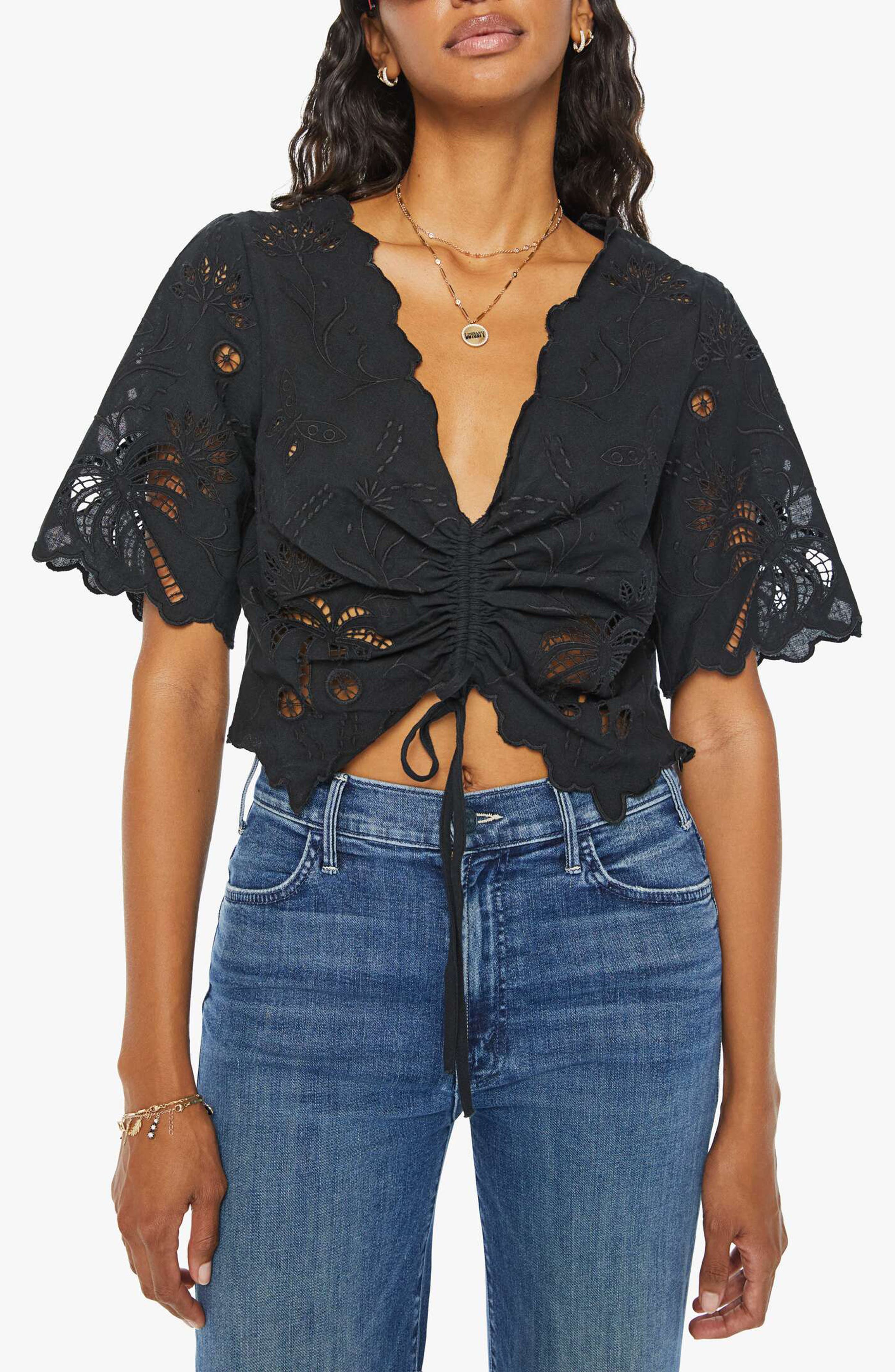 MOTHER The Social Butterfly Lace Crop Top