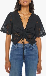 MOTHER The Social Butterfly Lace Crop Top