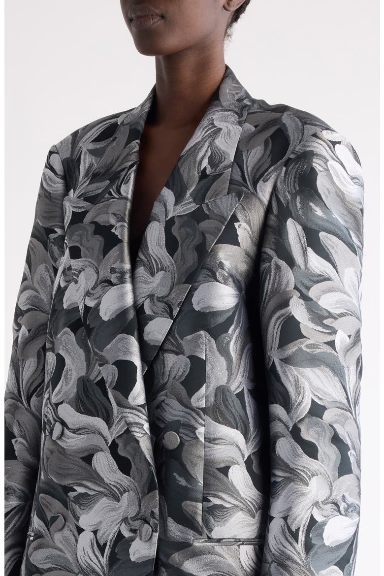 Blink Abstract Floral Double Breasted Blazer, Alternate, color, BLACK