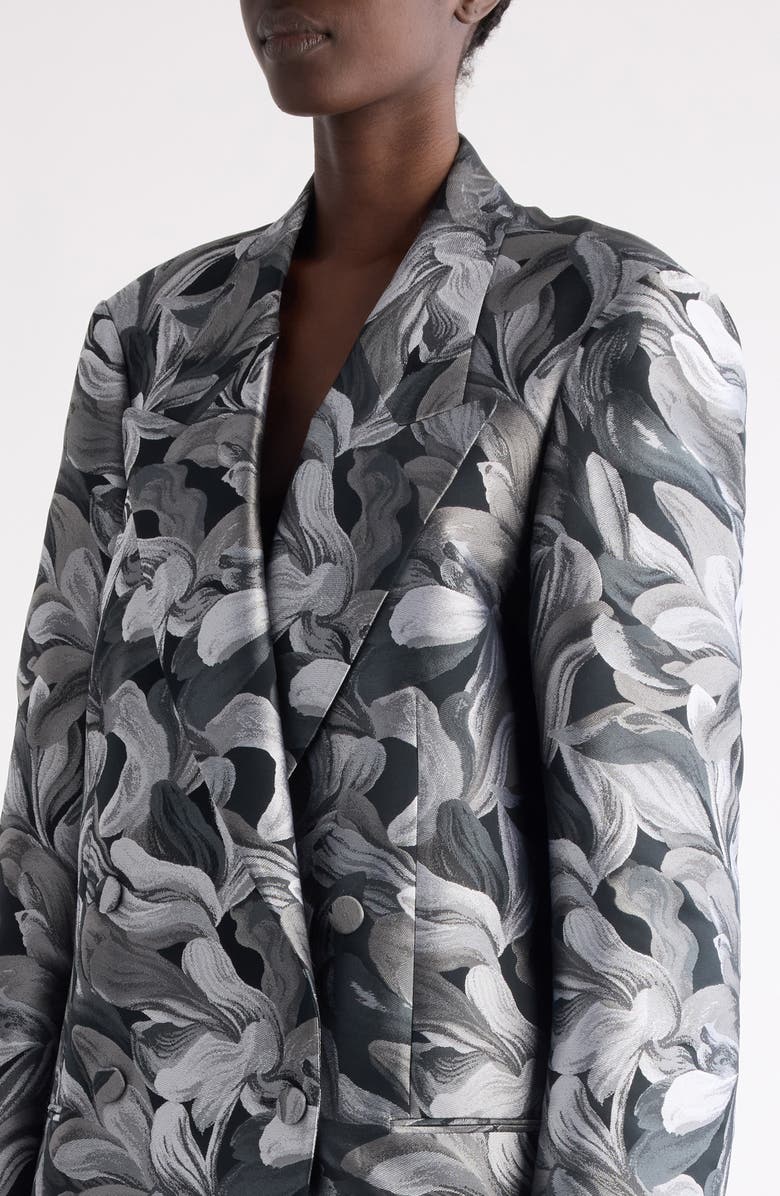 Dries Van Noten Blink Abstract Floral Double Breasted Blazer, Alternate, color, Black