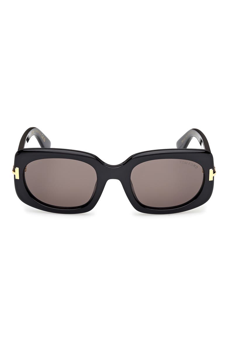 Icon 54mm Rectangular Sunglasses, Main, color, SHINY BLACK BEVELED / SMOKE