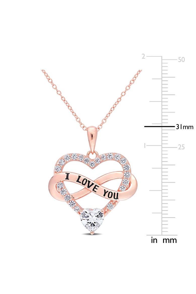 Cubic Zirconia Infinity Heart Necklace, Alternate, color, Rose-Plated