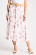 CeCe Palm Tree Belted Cotton Gauze Skirt
