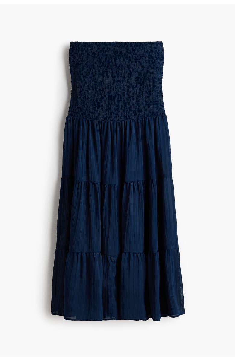 H&M Smocked Chiffon Skirt, Main, color, Navy Blue