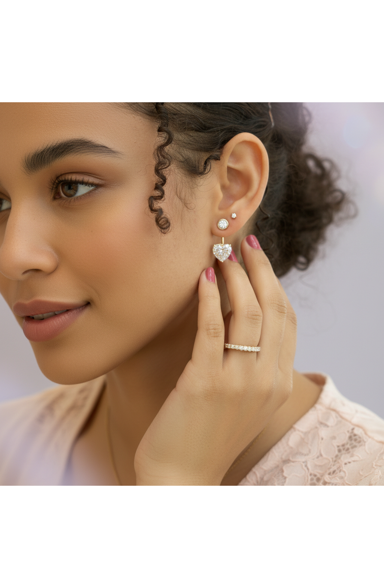 LuvMyJewelry Mariposa 14K Gold Heart Lab Grown Diamond Earring Jackets - 10 Cts, Alternate, color, 14K Yellow Gold