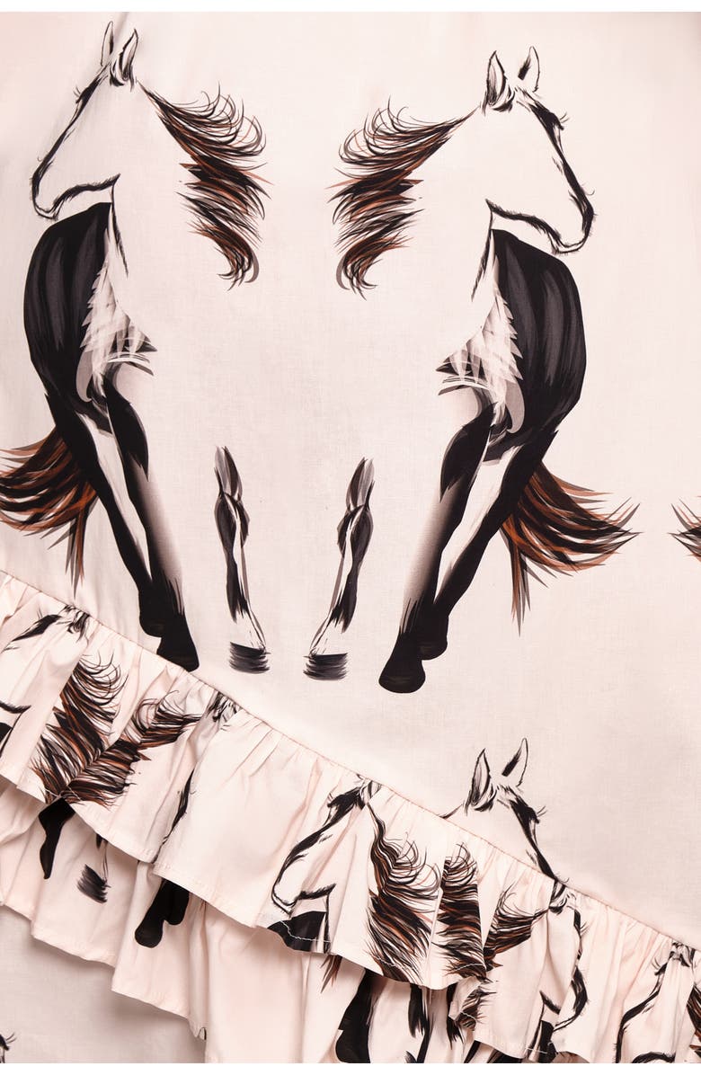 The Lulo Project Gaucho Horse Print Stretch Cotton Maxi Skirt, Alternate, color, Beige Horses