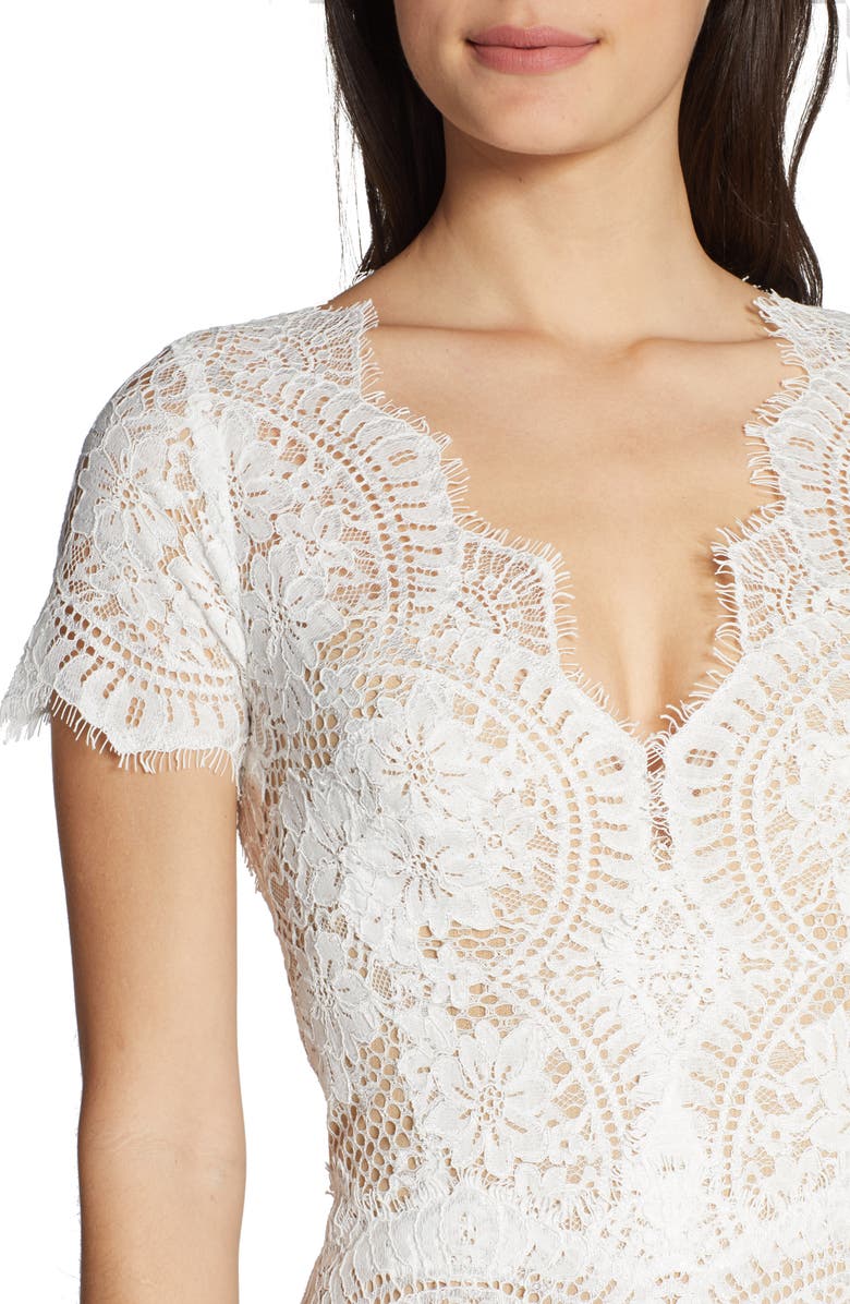 By Watters Back Cutout Lace Sheath Wedding Dress, Alternate, color,