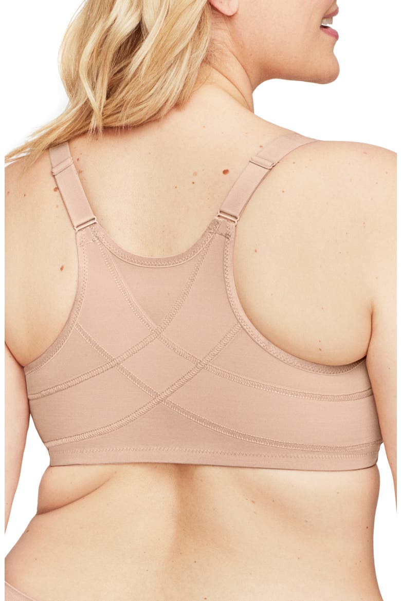 WonderWire® Front Close Underwire Sports Bra, Alternate, color, CAFE