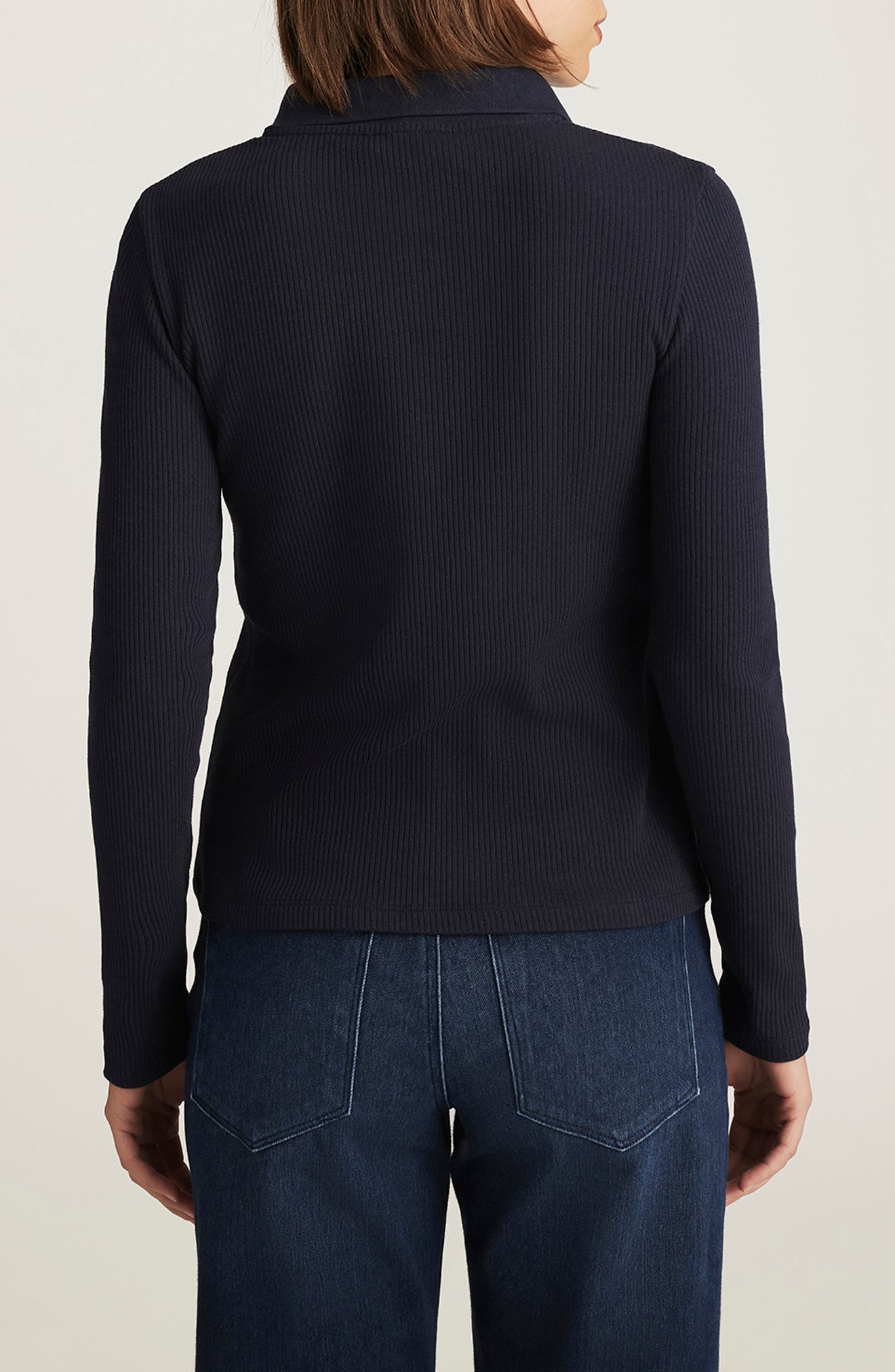 Long Sleeve Rib Polo Sweater - image 2