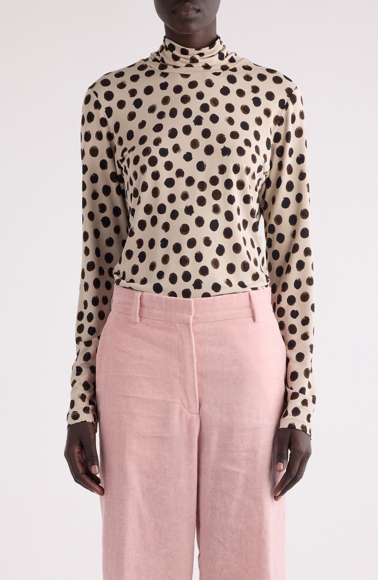 Dries Van Noten Hoske Polka Dot Turtleneck Top, Main, color, 