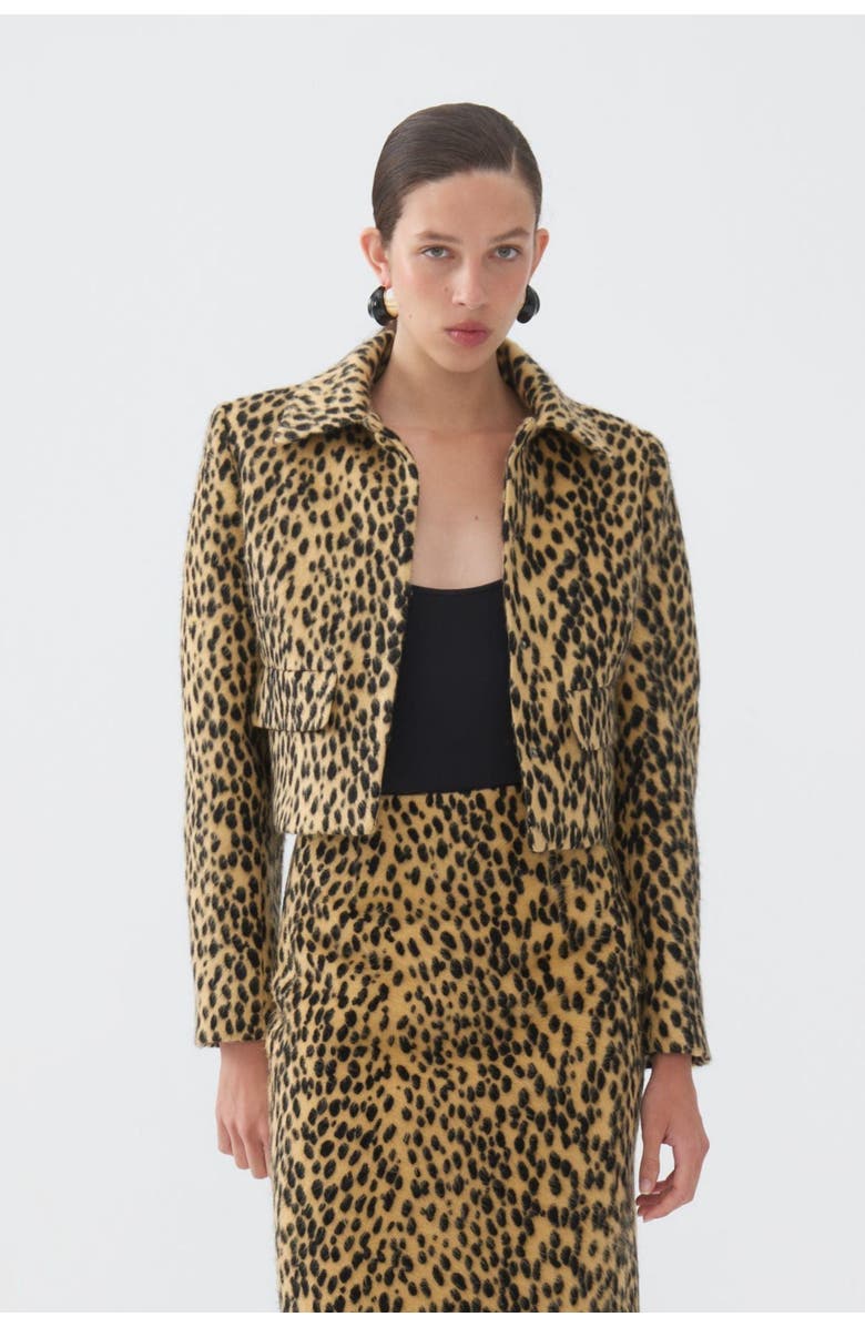 Nocturne Leopard Print Crop Jacket, Main, color, 