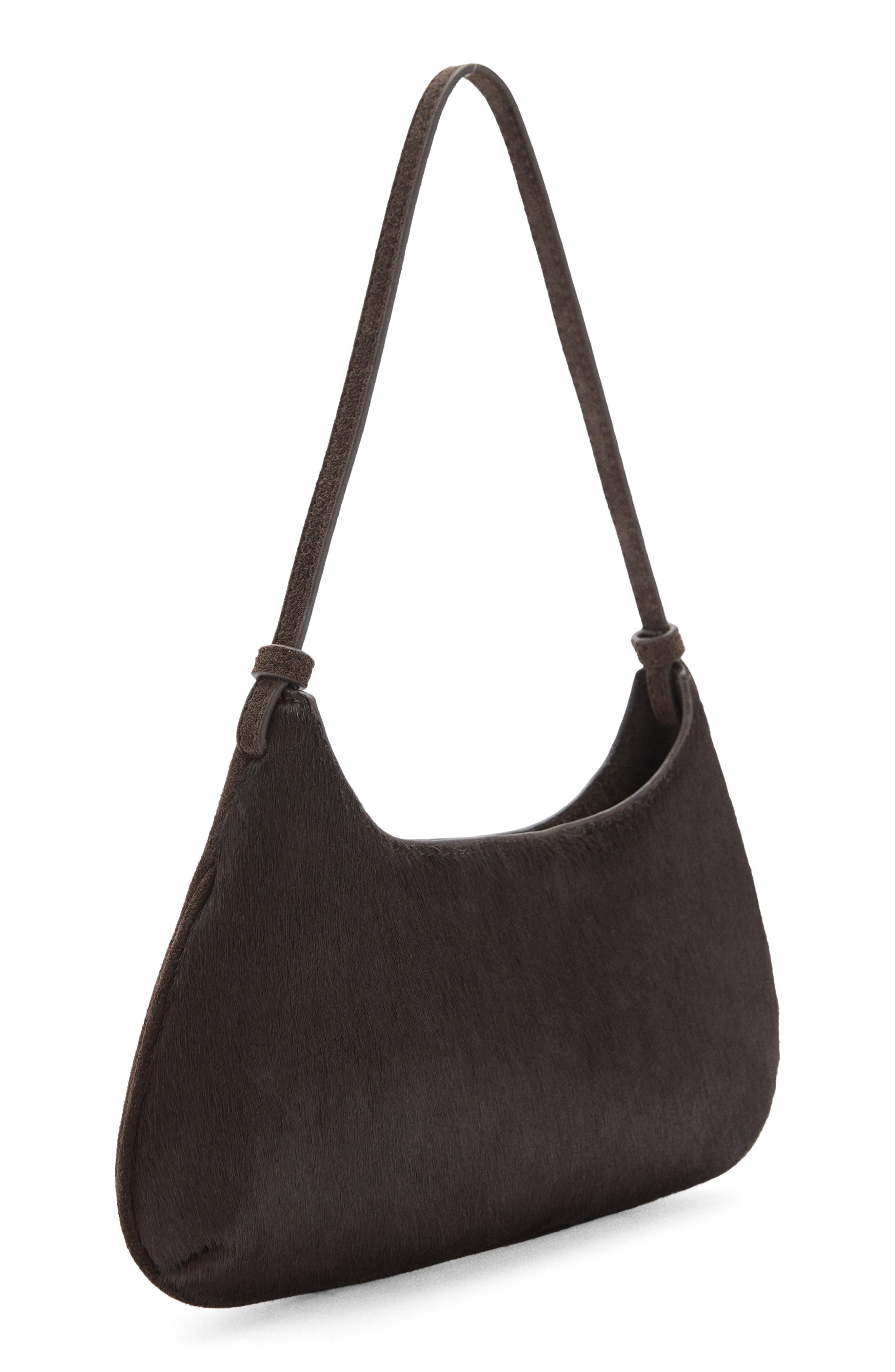 MANGO Leather & Genuine Calf Hair Shoulder Bag, Alternate, color, 