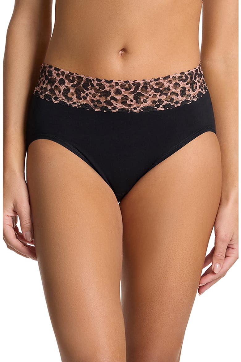 Lace Trim Briefs, Main, color, BLACK/ PINK LEOPARD