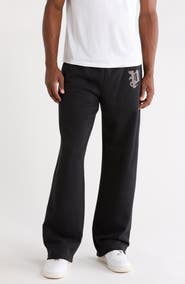 PURPLE BRAND Logo Embellished Cotton Fleece Pants