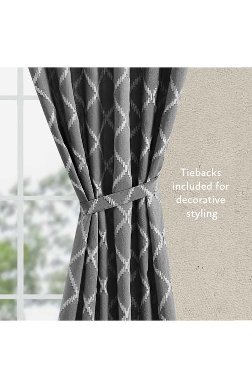 Jessica Simpson Lynee Geometric Satin Jacquard Blackout Curtains In Grey