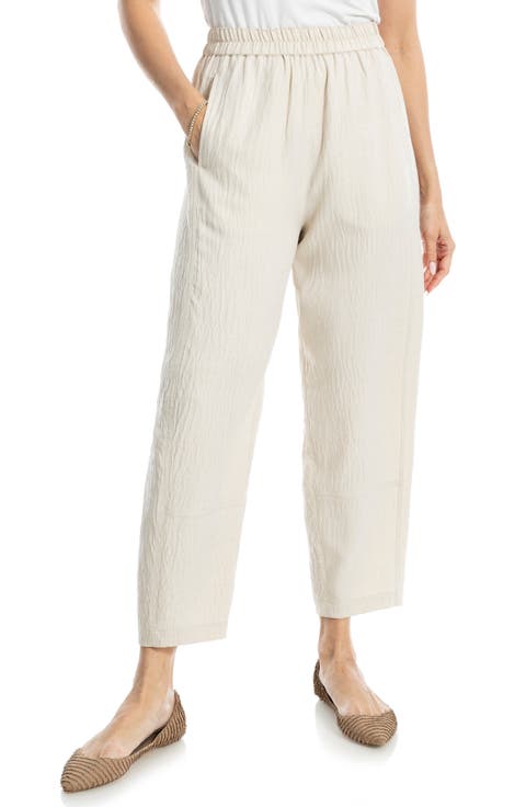 Textured Twill Barrel Leg Pants