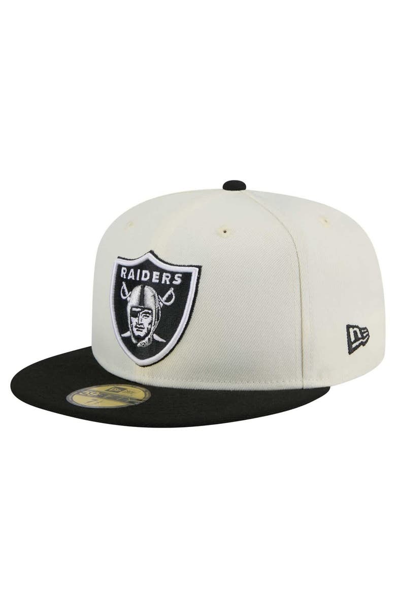 New Era Men's New Era White/Black Las Vegas Raiders Main 59FIFTY Fitted Hat, Main, color, White