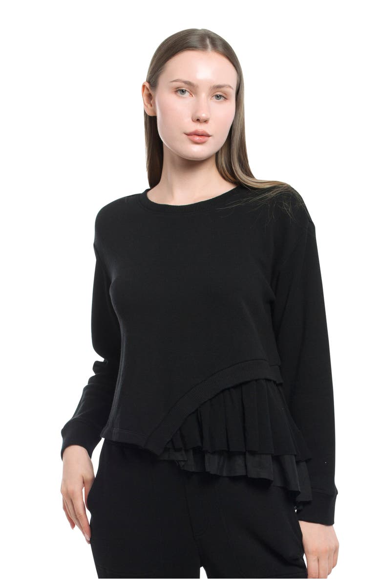 WILT Clothing Round Neck Mix Media Sweatshirt, Main, color, Black