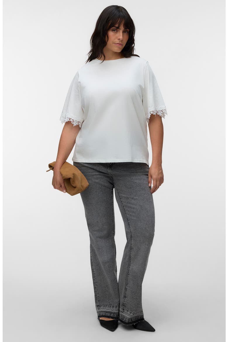 Lace Trim Organic Cotton T-Shirt, Alternate, color, SNOW WHITE