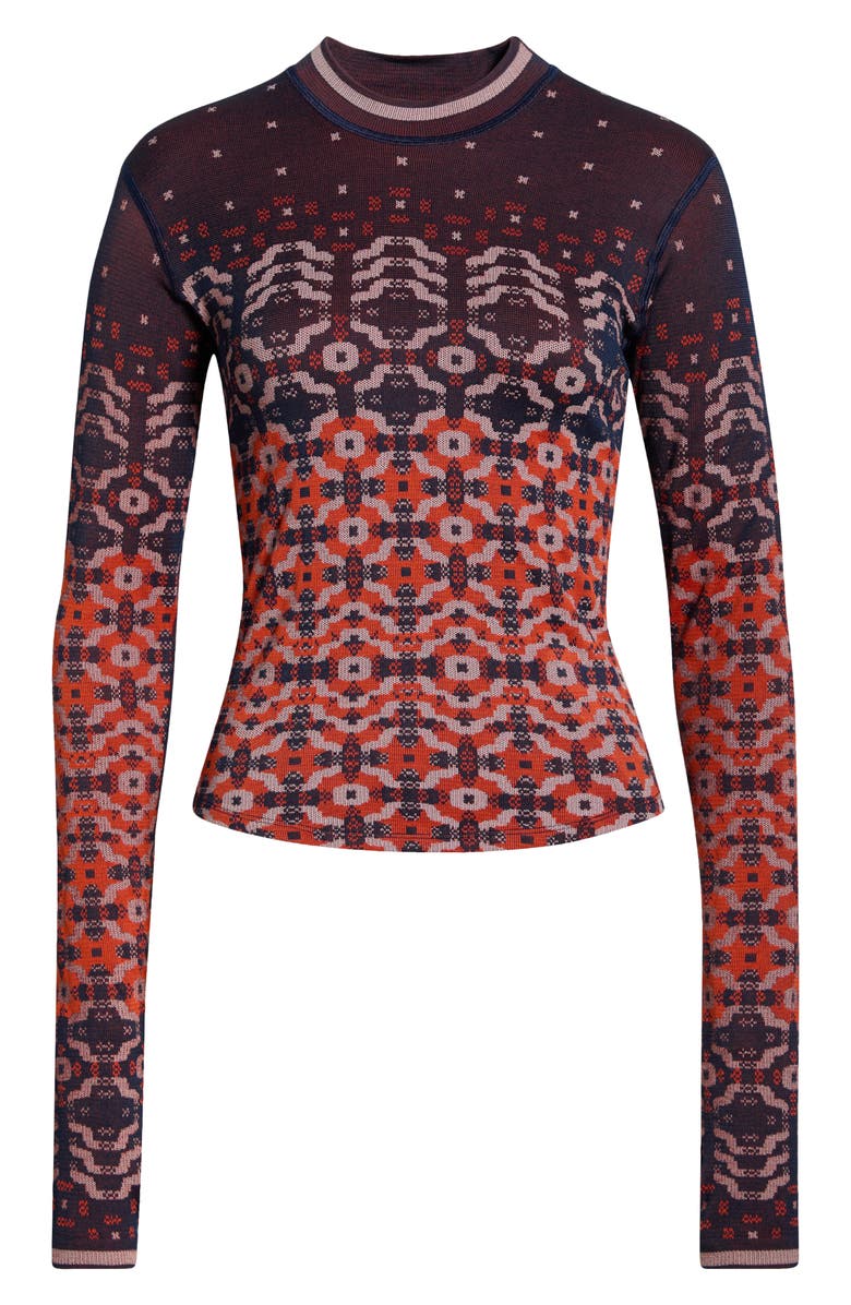 Free People Myoko Jacquard Layer T-Shirt, Alternate, color, Apres Navy Combo