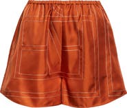 TOTEME Monogram Embroidered Silk Shorts