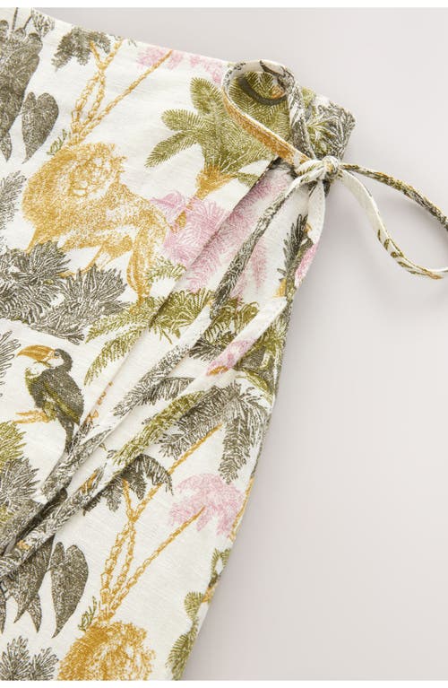 Next Tropical Print Linen Blend Wrap Miniskirt