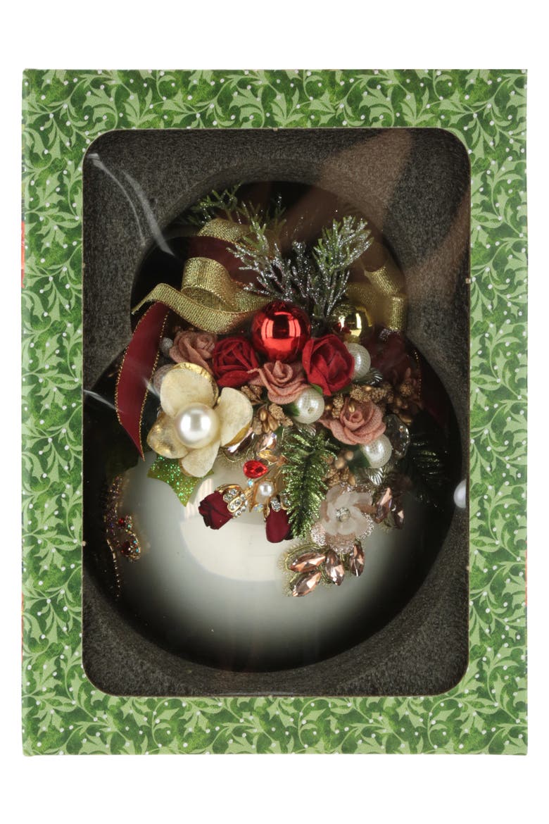 Floral Jeweled Ornament, White, Alternate, color, White