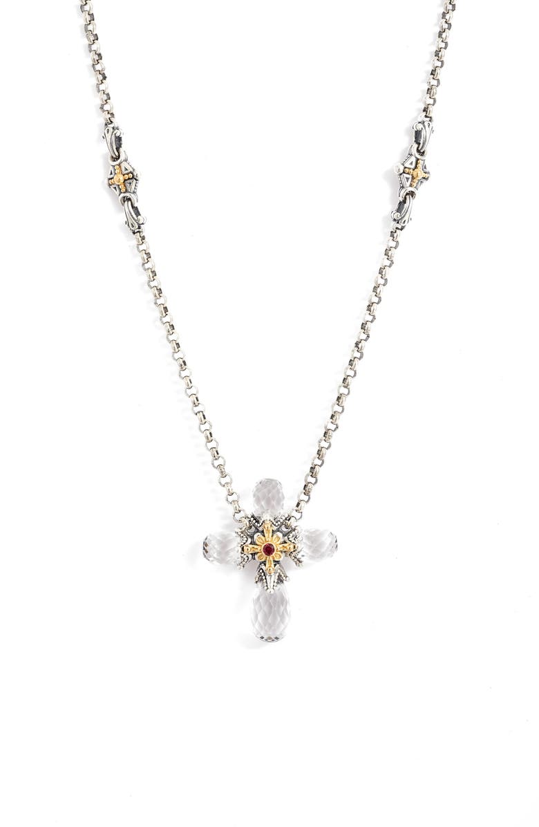 Konstantino Pythia Faceted Crystal Cross Pendant Necklace, Main, color,