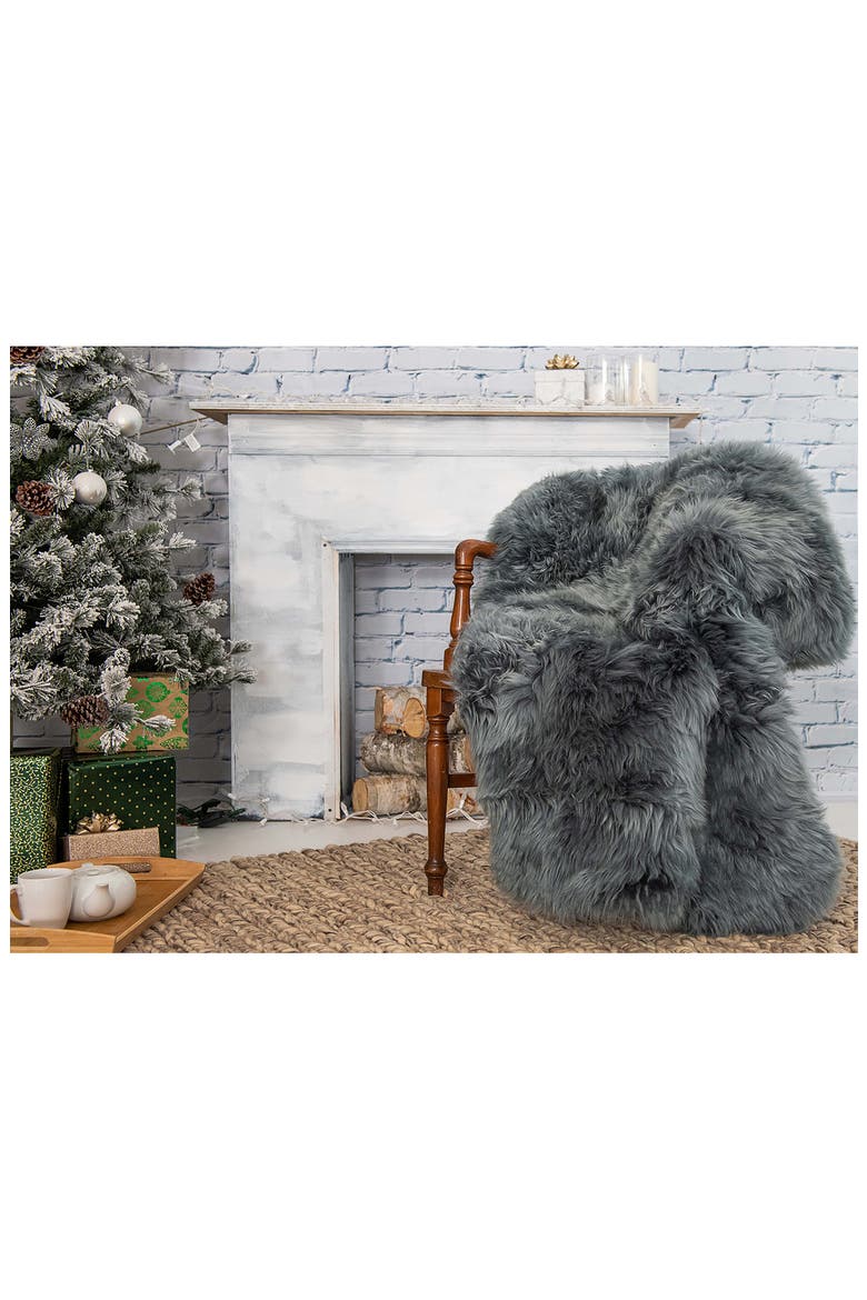 New Zealand Rectangular Sheepskin Throw - 3ft X 5ft - Natural, Alternate, color, GREY