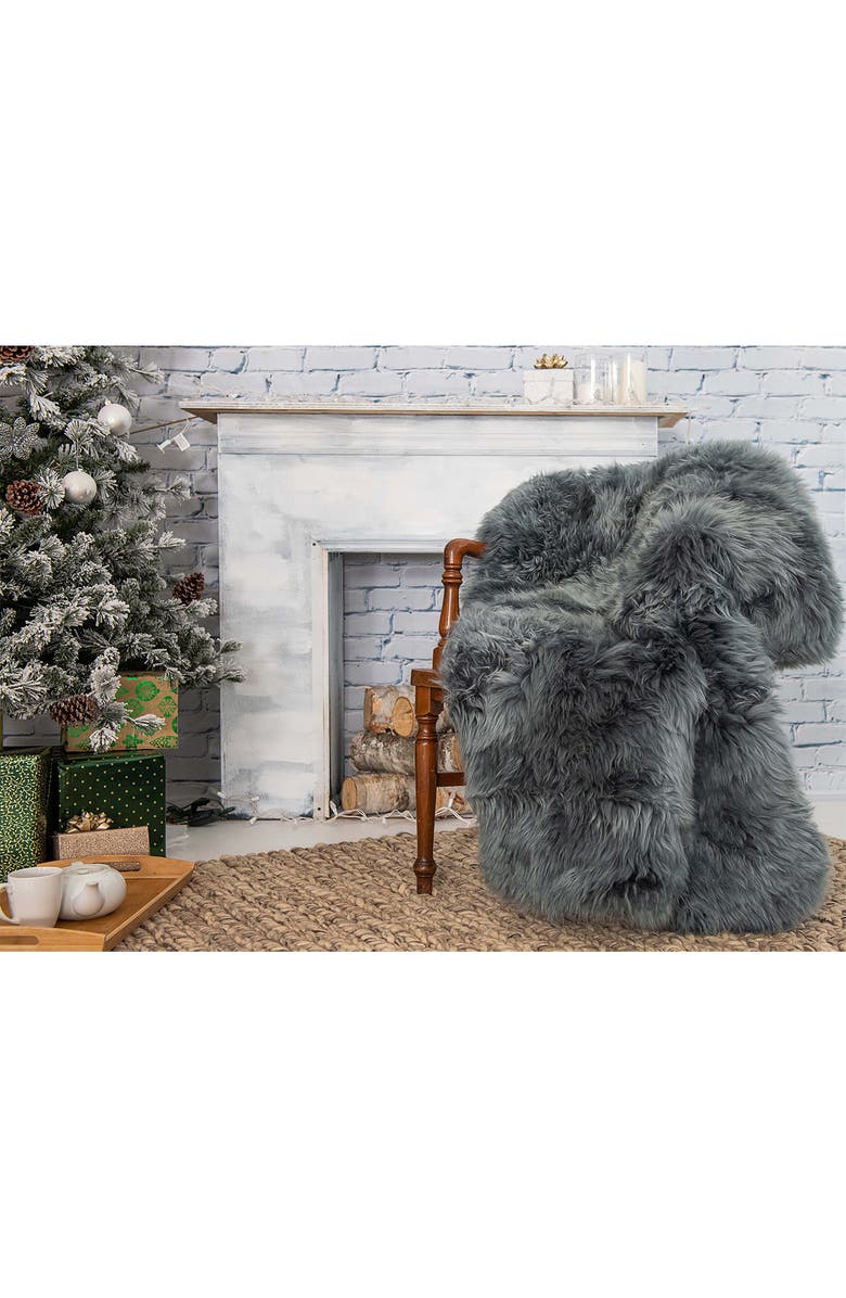 NATURAL New Zealand Rectangular Sheepskin Throw - 3ft X 5ft - Natural, Alternate, color, Grey
