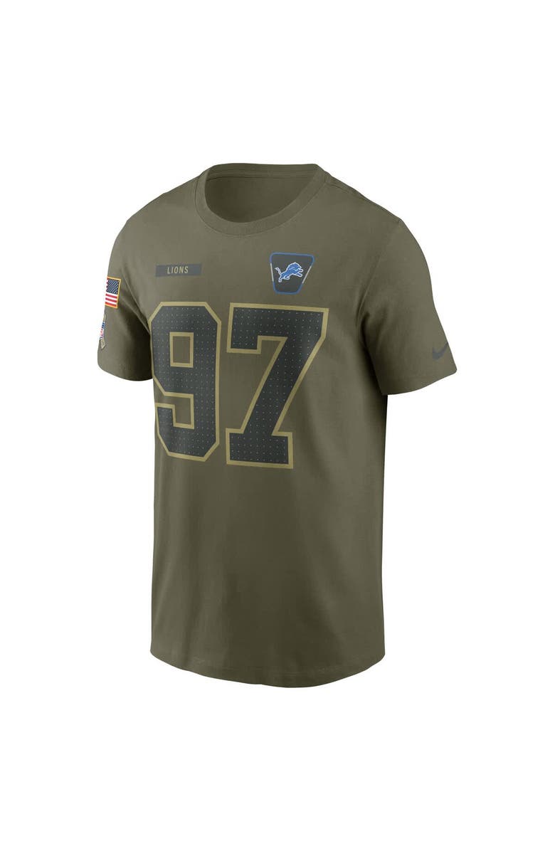 Nike Men's Nike Aidan Hutchinson Olive Detroit Lions 2025 Salute to Service Name & Number T-Shirt, Alternate, color, Olive