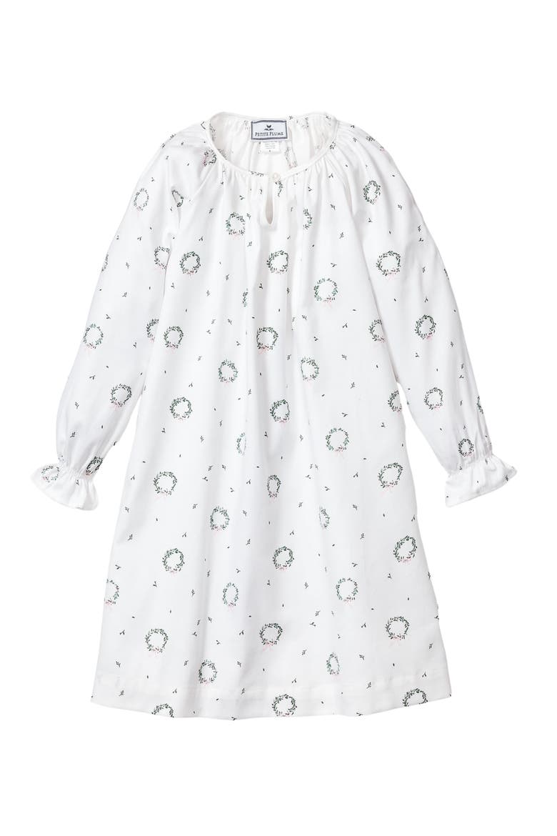 Kids' Delphine Somerset Wreath Cotton Blend Nightgown, Main, color, WHITE