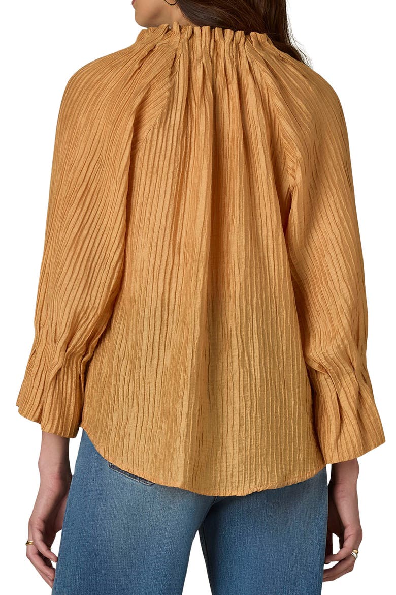 Pleated Tie Neck Top, Alternate, color, HONEY